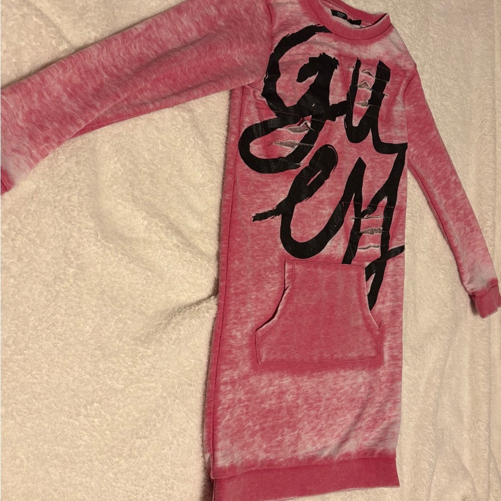 Guess Pink Tie-Dye Sweatshirt Dress